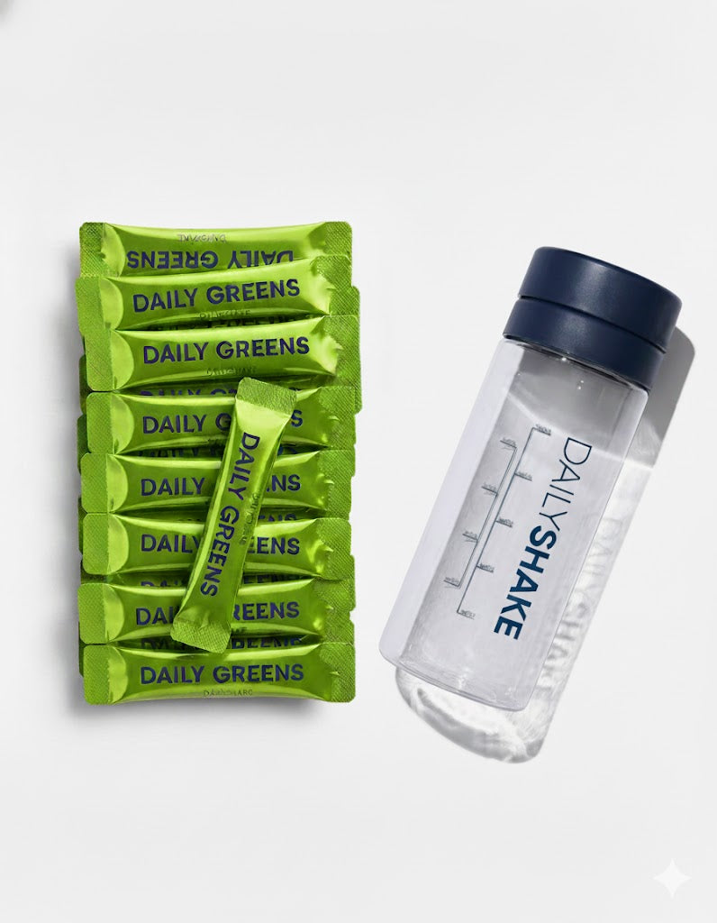 Mixed Flavour Bundle: Daily Greens - 28 x Sachets + Premium Shaker Bottle