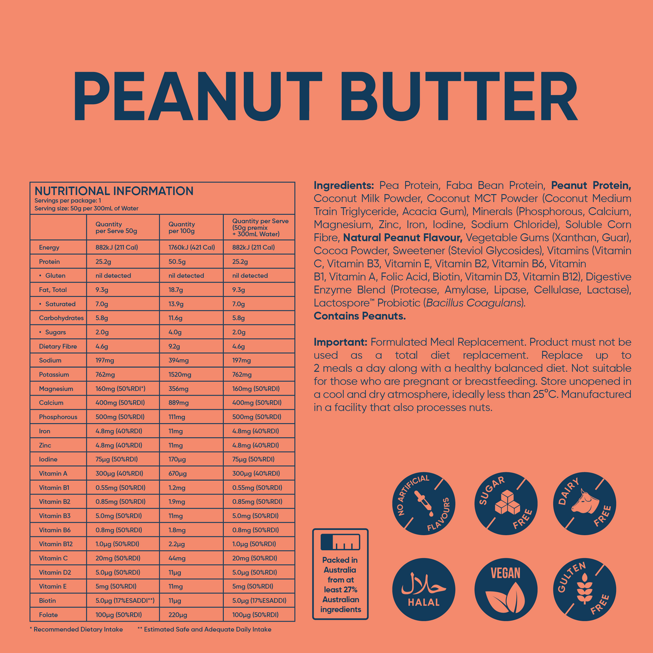 Daily Shake Peanut Butter Meal Replacement Shake Australia Daily