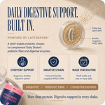 Strawberry Cheesecake Daily Shake digestive support with LactoSpore probiotic, prebiotic fibre and five digestive enzymes